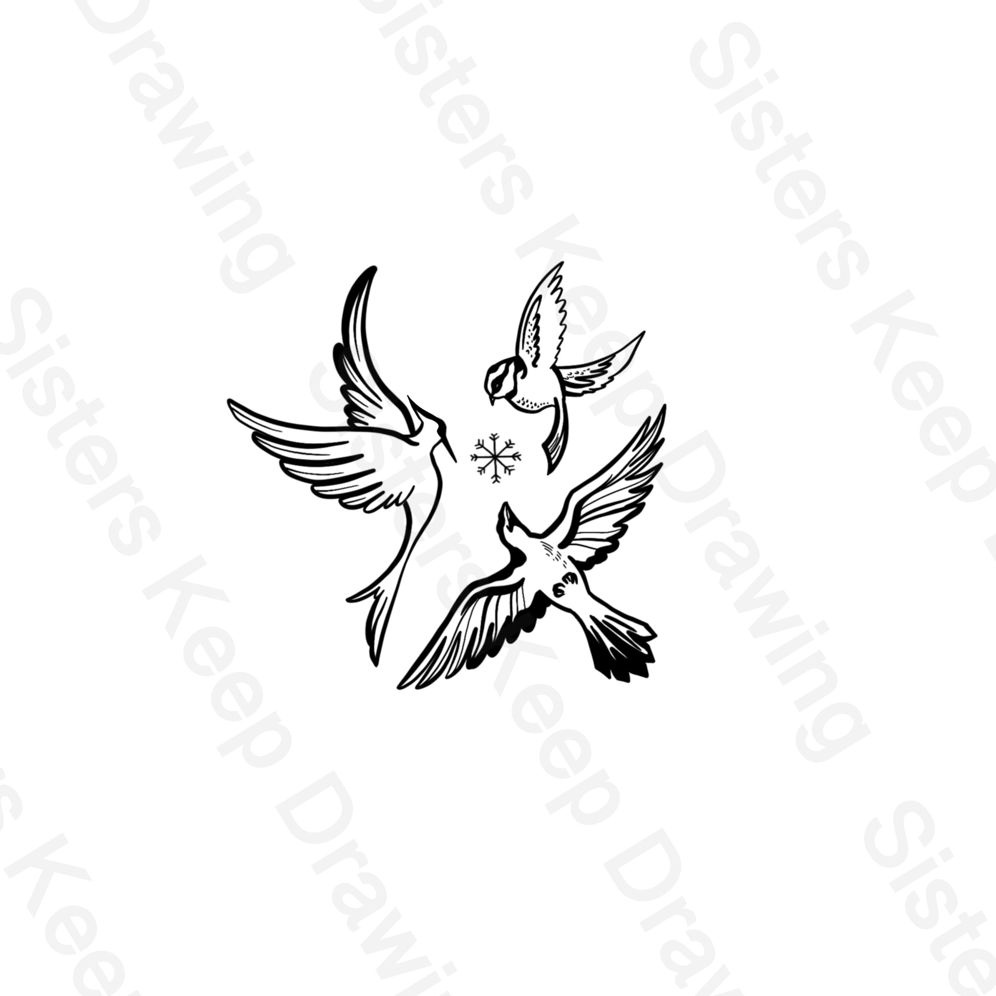 Three Birds as Three District 12 Winners - Hunger Games- Tattoo Transp ...