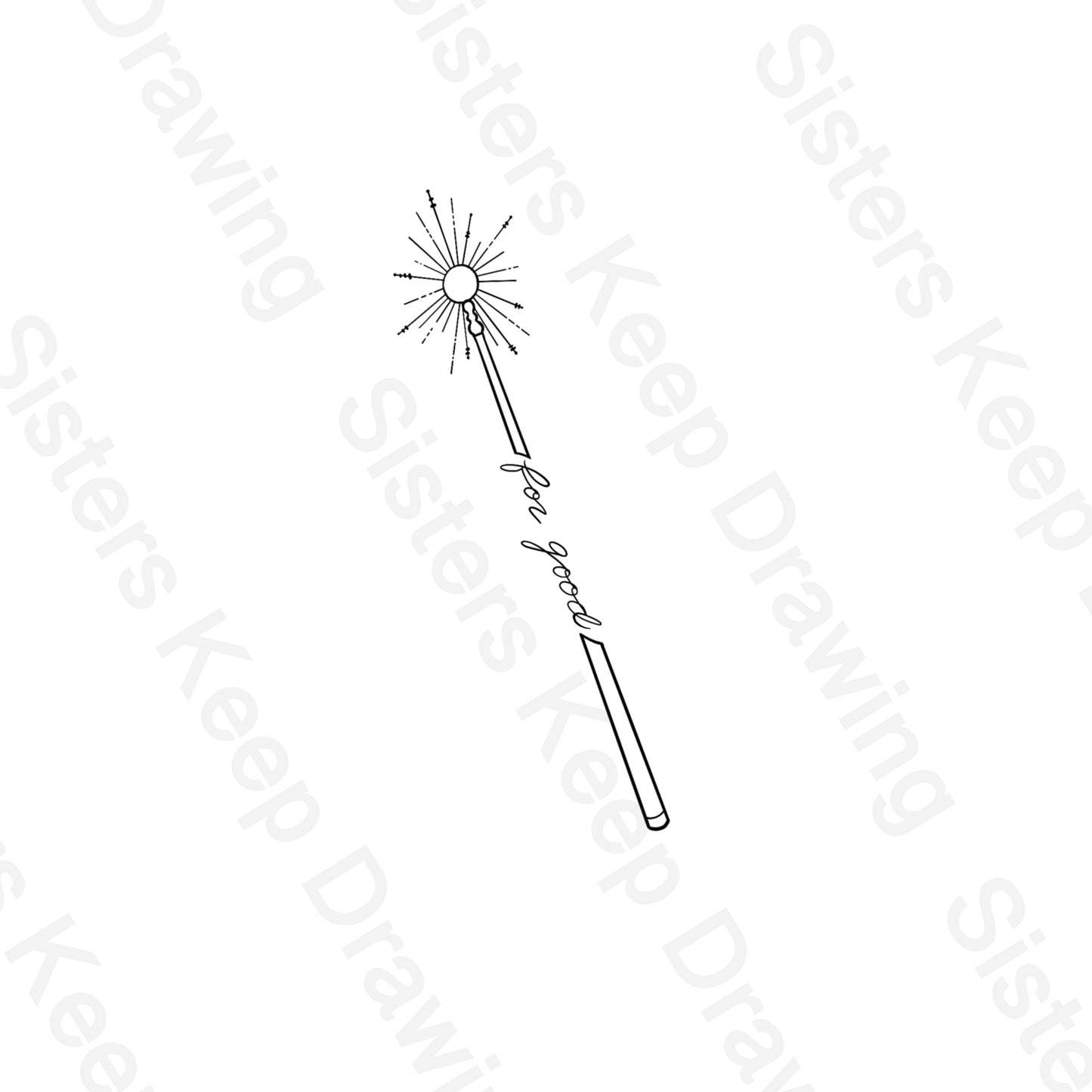 For Good Wand Wicked Inspired- Tattoo Transparent Permission PNG