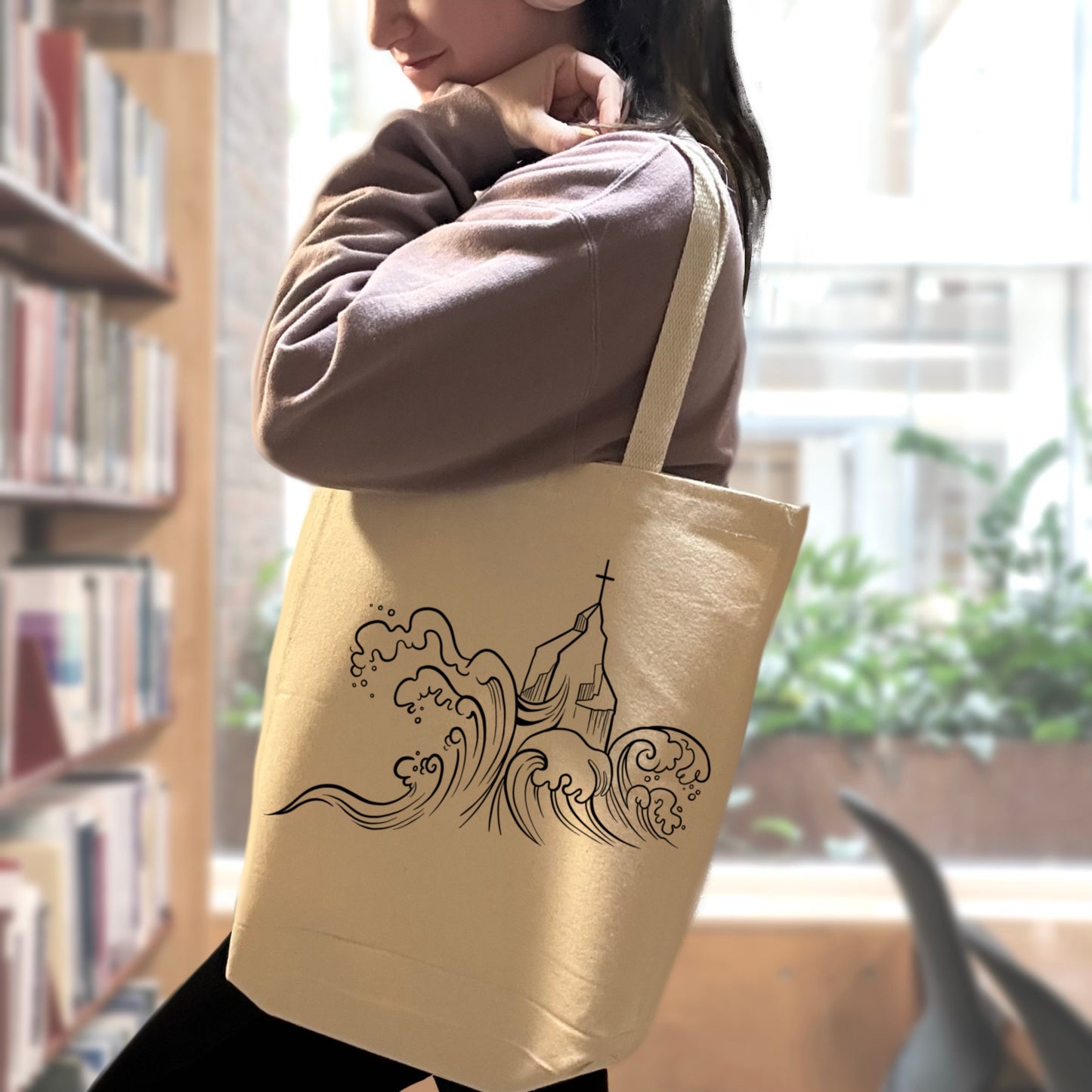 Lead me to the Rock - Sturdy Canvas Tote Bags with Bottom 15"W x 16"H x 3"G