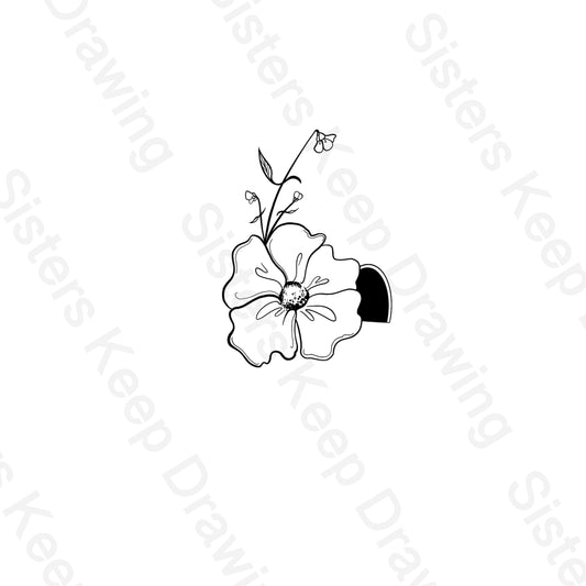 Wilted flower cross and blooming alive flower grave-Tattoo Transparent PNG