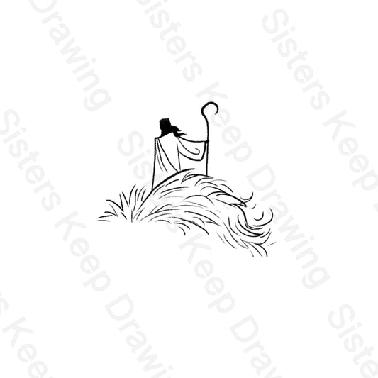 Shepherd-Bible Tattoo Transparent PNG- instant download digital printable artwork