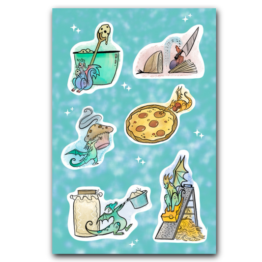 Tiny Dragon 3 Cooking-Sticker Sheet