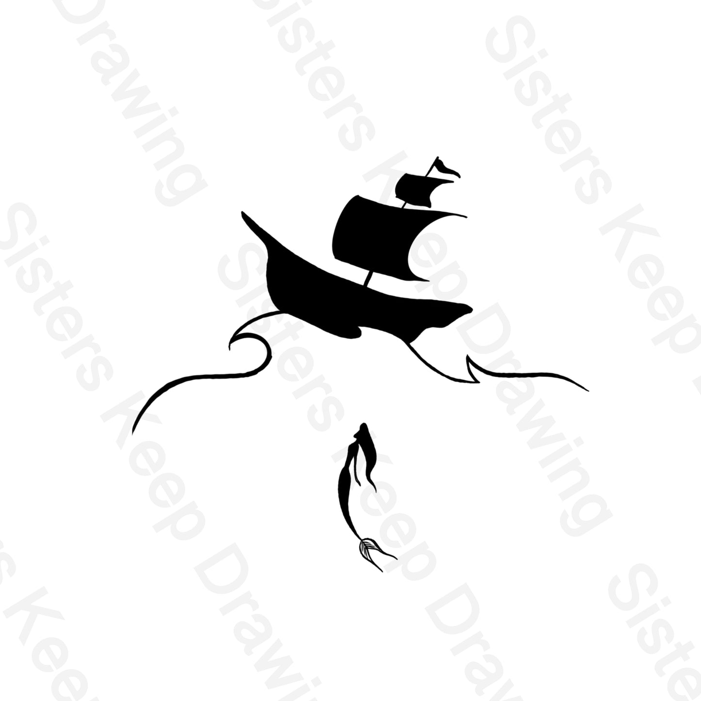 Ship with Mermaid - Little Mermaid Inspired Tattoo Transparent PNG