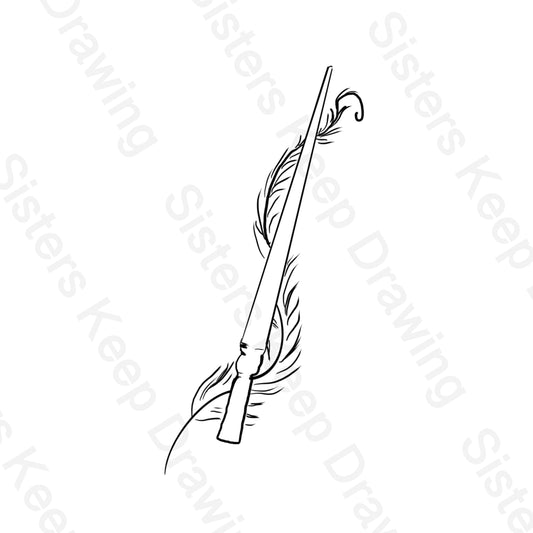 Wand with Pheonix Feather - Tattoo Transparent Permission PNG