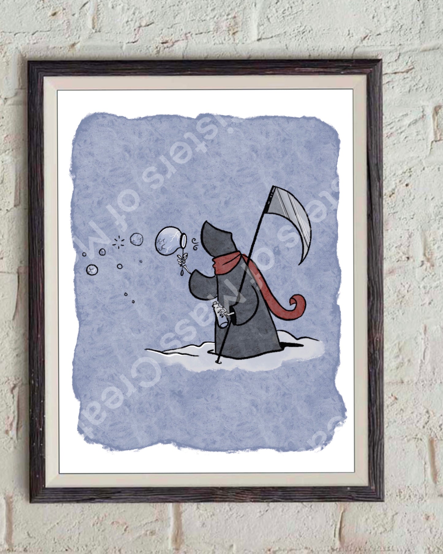 Grim Reaper Blowing bubbles Print