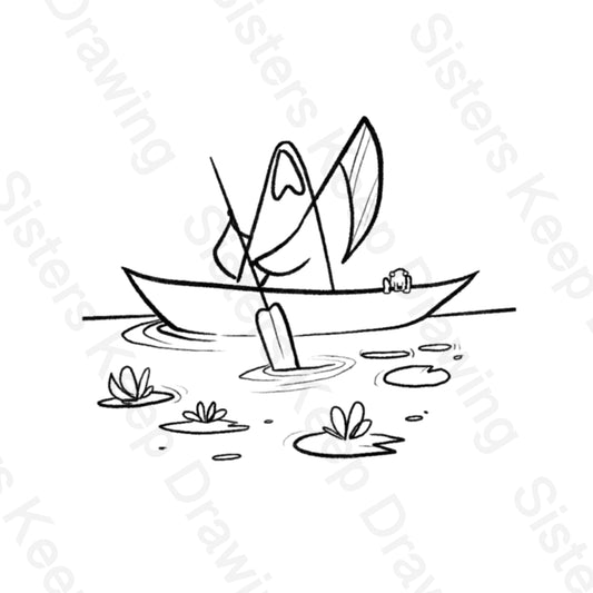 Grim Reaper canoeing - Tattoo Transparent PNG