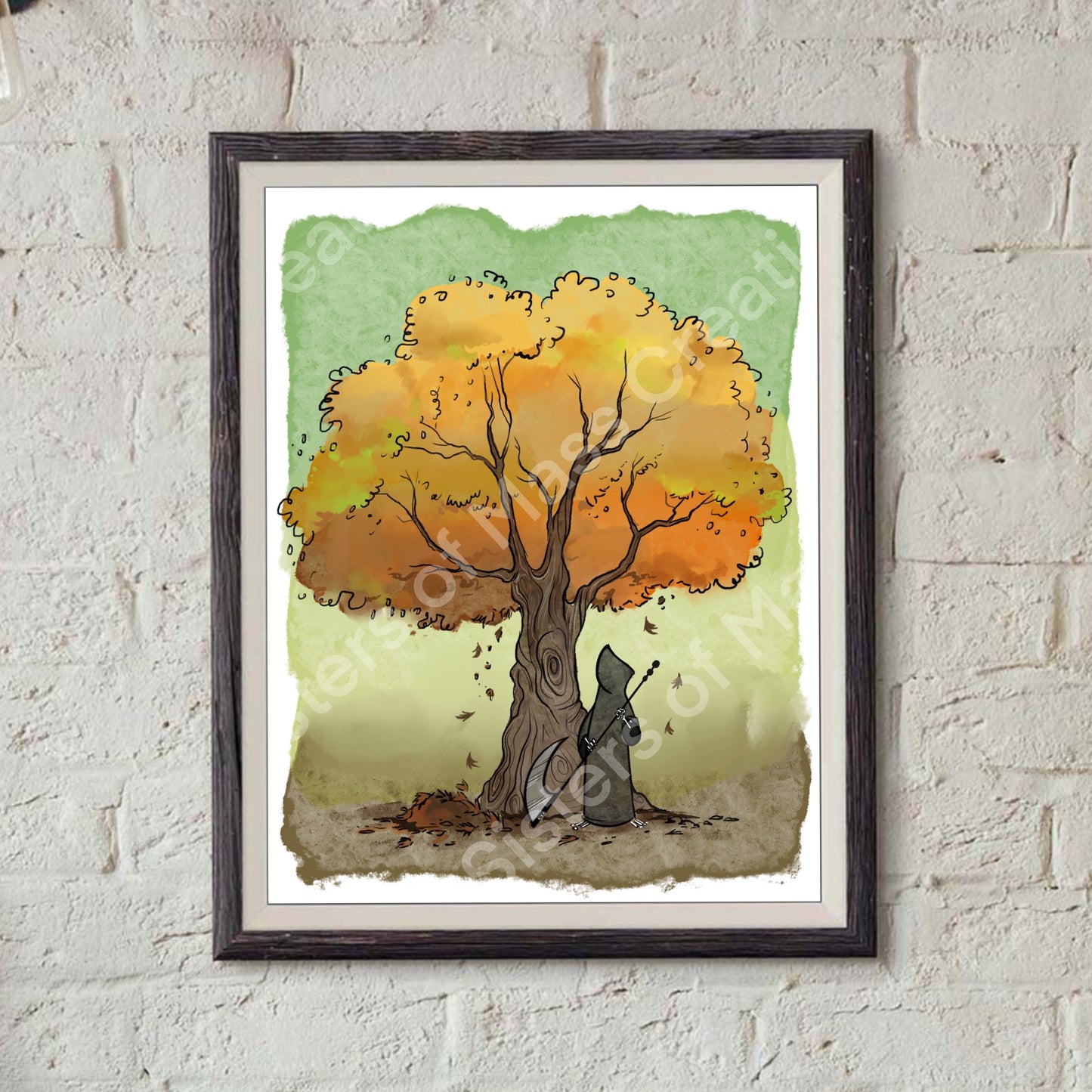 Grim Reaper and  a dying tree-Print