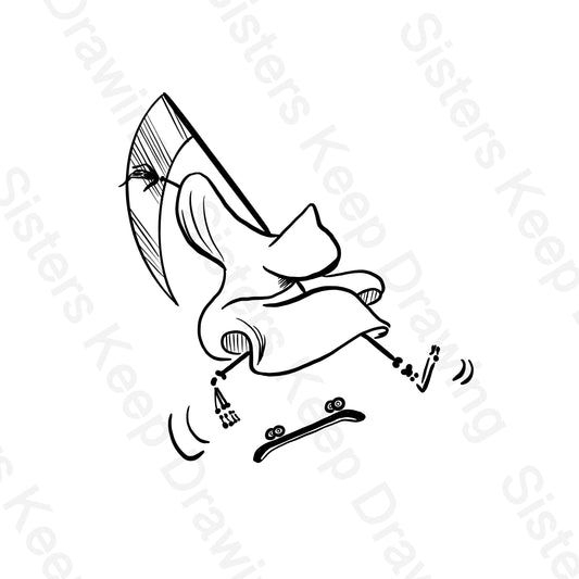 Grim Reaper Doing A Kick-flip - Tattoo Transparent PNG