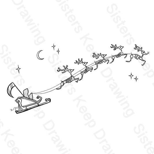 Grim Reaper Flying Santa's Sleigh - Tattoo Permission Transparent PNG