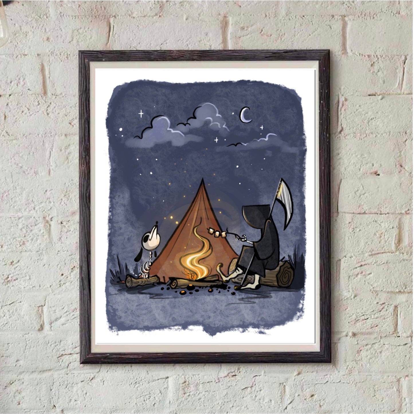 Grim Reaper toasting marshmallows -Print