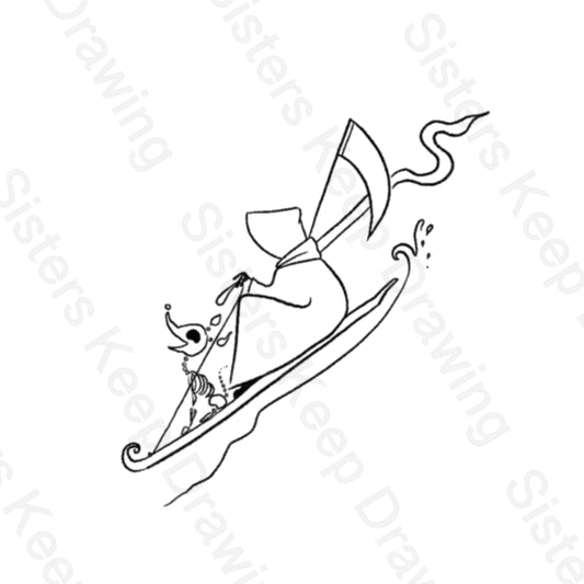 Grim Reaper Sledding- Tattoo Transparent PNG