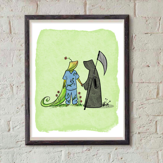 Grim Reaper and  Life nurse -Print