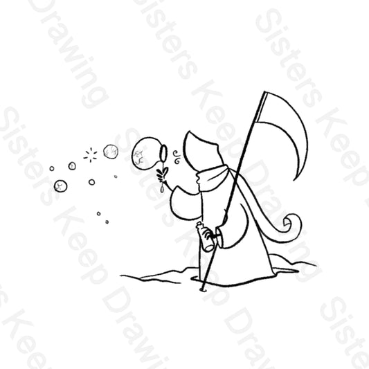 Grim Reaper blowing bubbles - Tattoo Transparent PNG