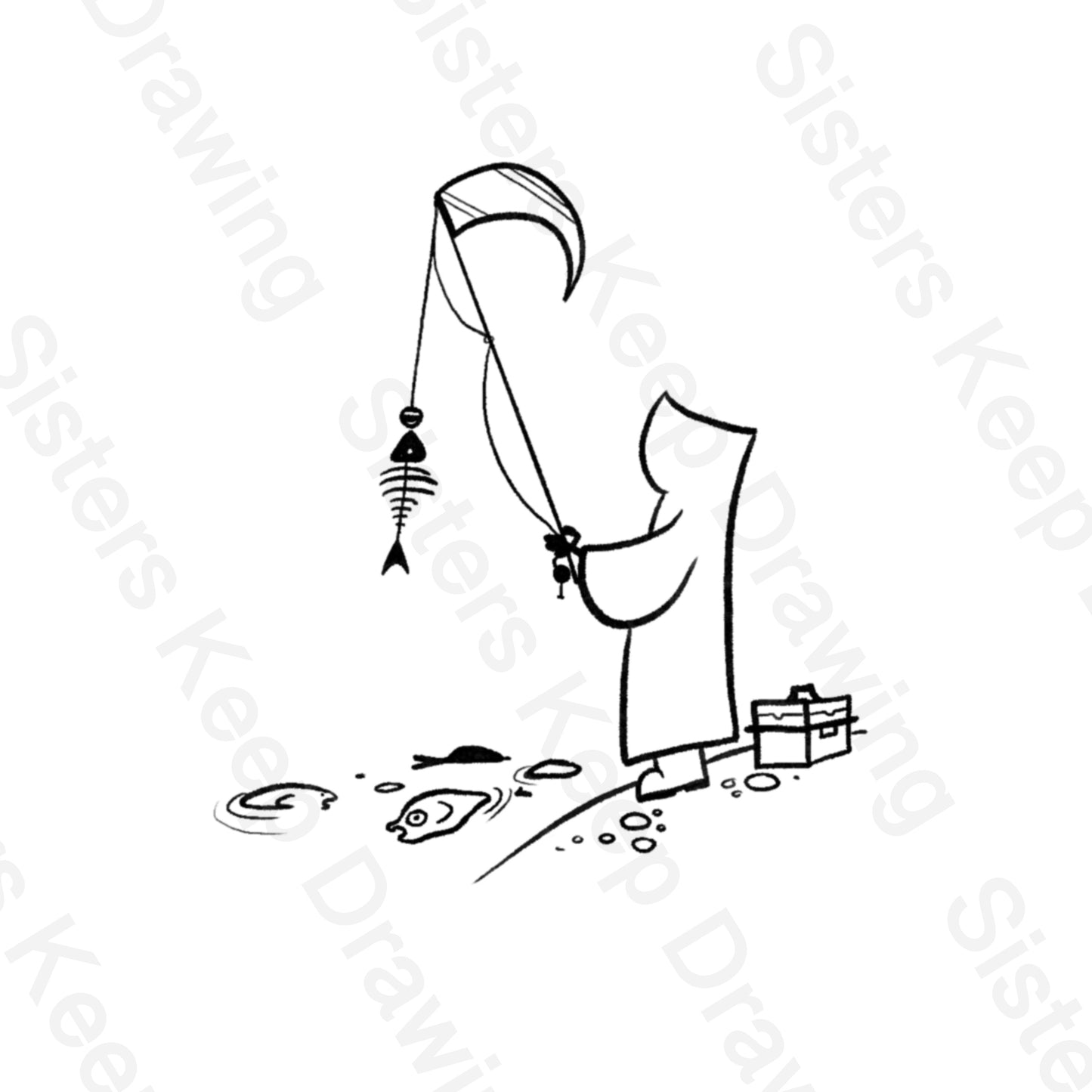 Grim Reaper fishing - Tattoo Transparent PNG