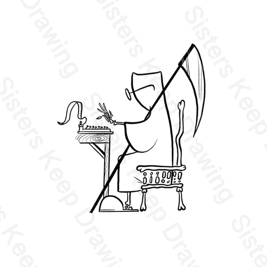 Grim Reaper Writing a NovelTattoo Transparent PNG