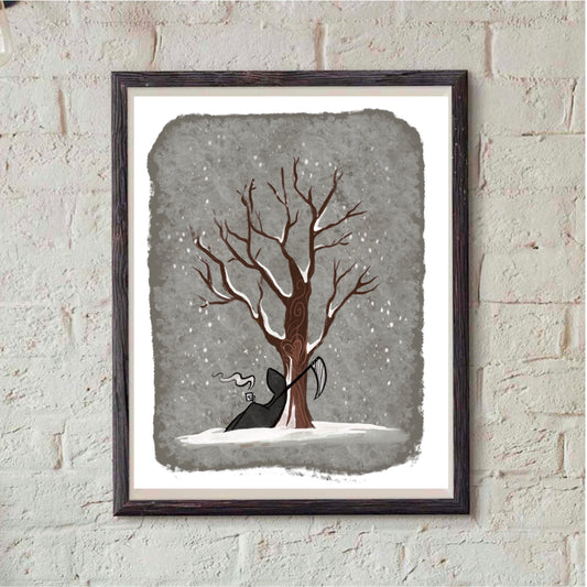 Grim Reaper and Life Winter Print