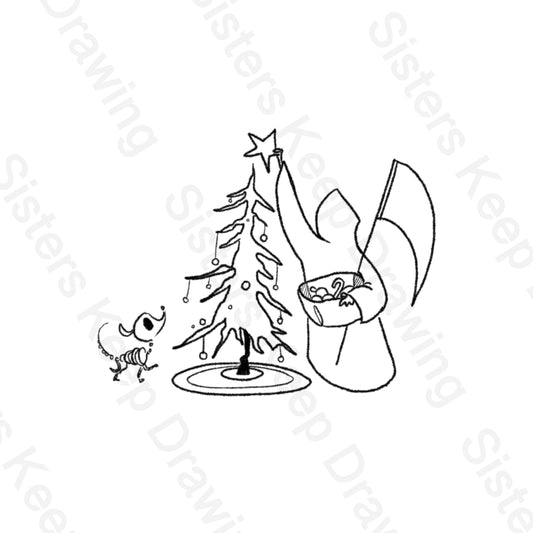 Grim Reaper decorating Christmas tree Transparent PNG