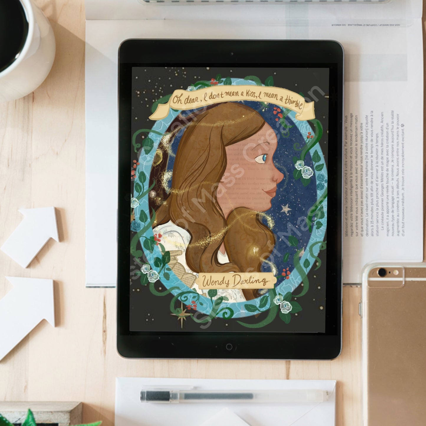 "Wendy Darling" Portrait- instant download digital printable artwork