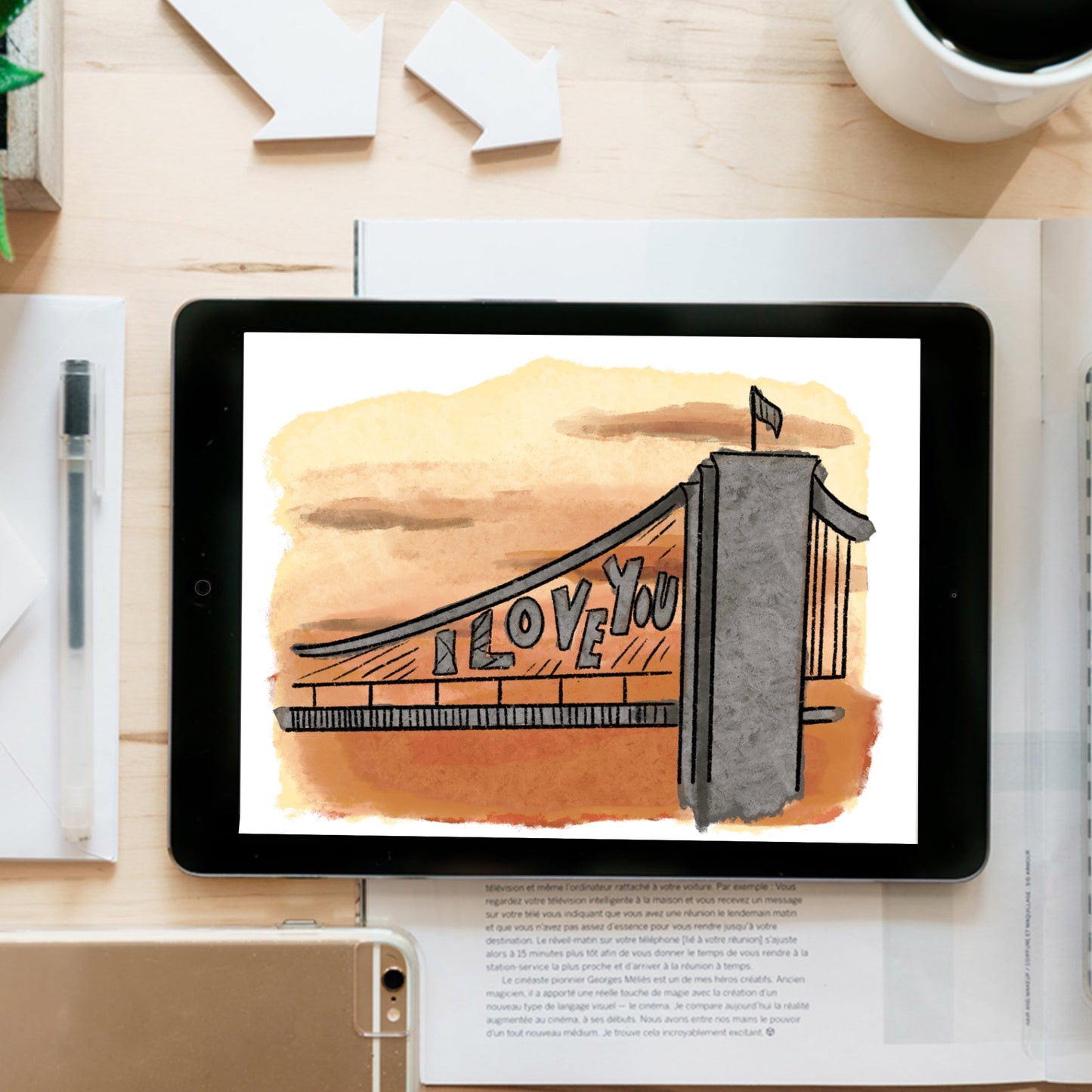 I Love You Bridge - instant download digital printable artwork